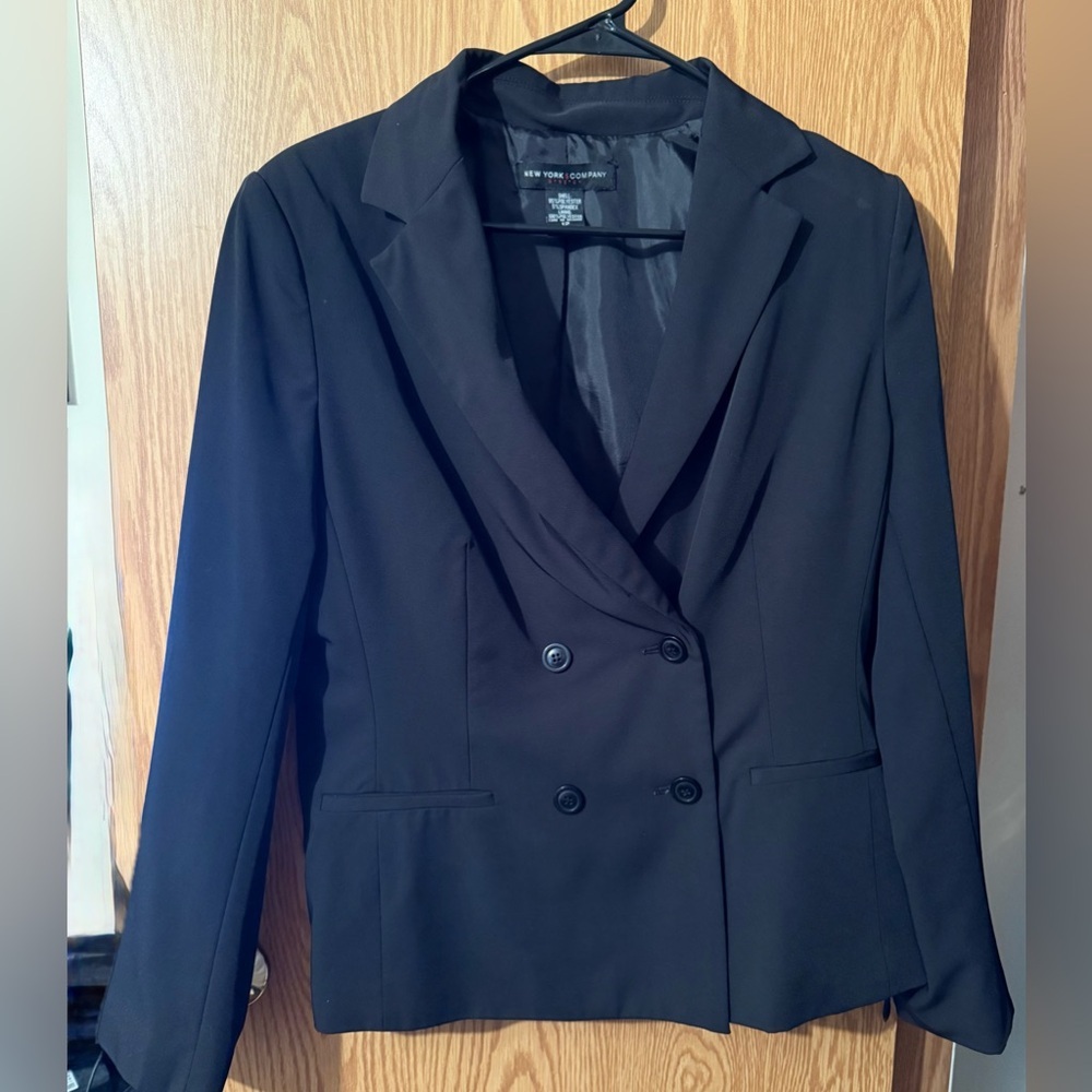 New York & Company Women's Black Double-Breasted Blazer